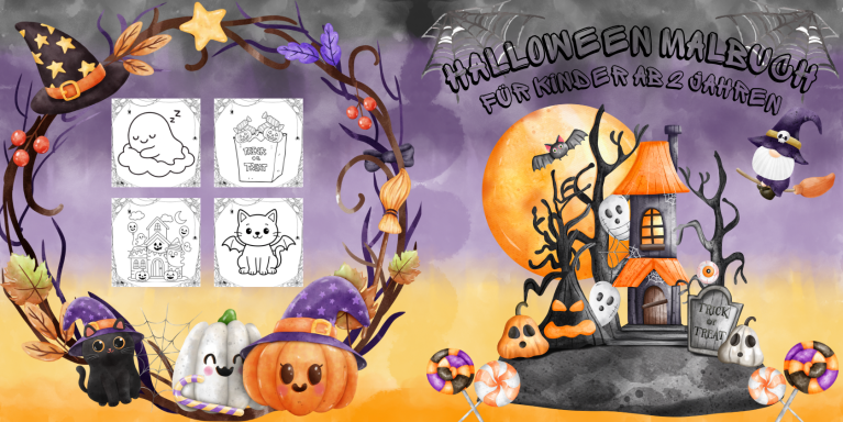 Halloween Malbuch für Kinder ab 2 Jahren