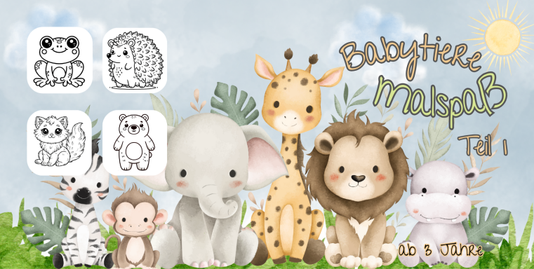 Babytiere Malspaß für Kinder ab 3 Jahren (zwei Teile)