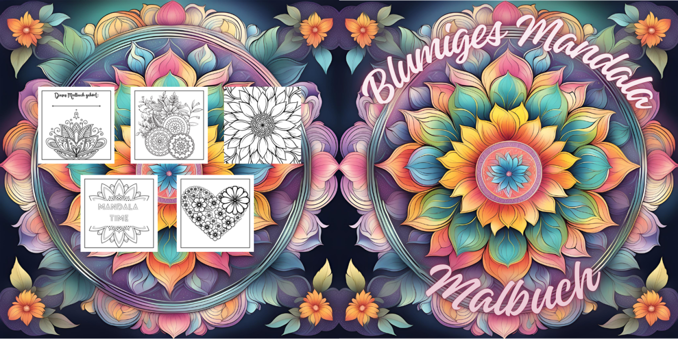 Blumiges Mandala Malbuch für Kinder und Erwachsene